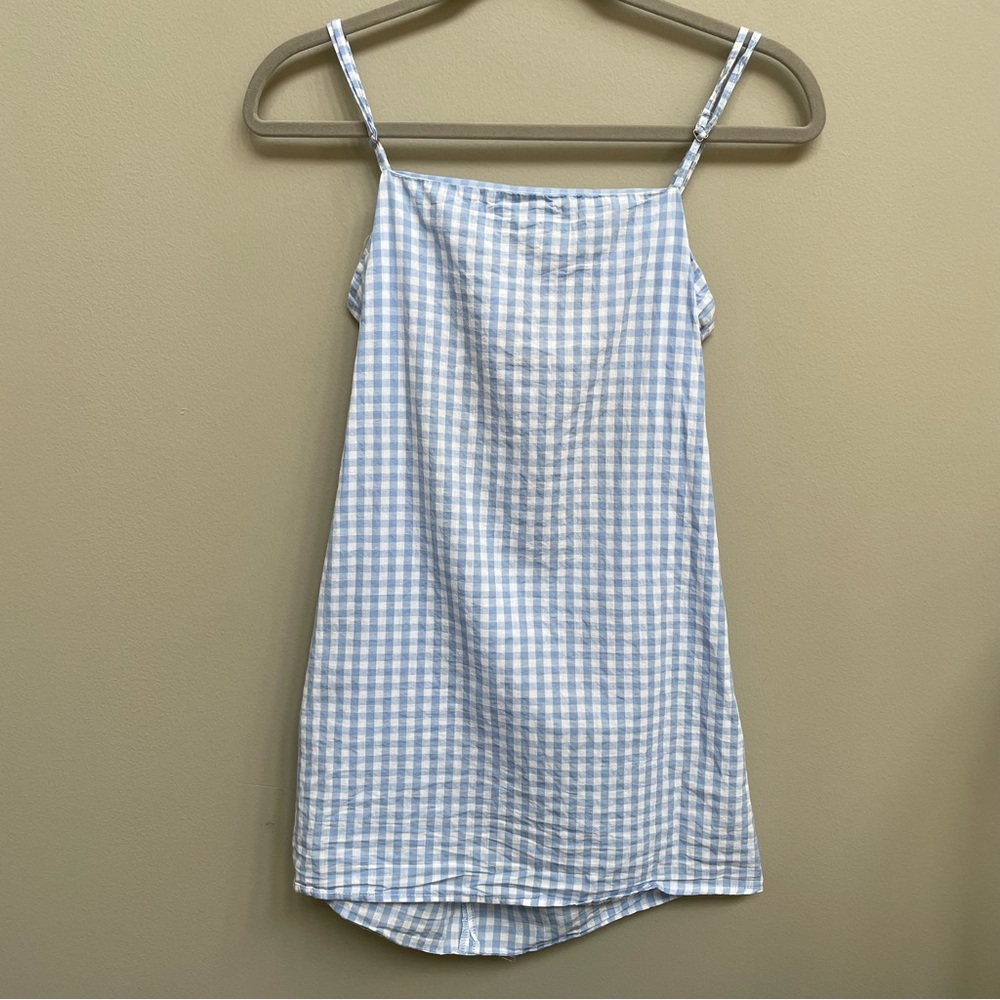 SHEIN Blue and White Gingham Dress - Size Small